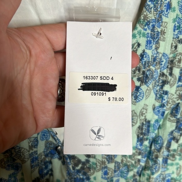 Carve Designs Vengeful Blue V-Neck Flutter Cap Sleeve Dress Sand Dollars Size 4 - Picture 3 of 11